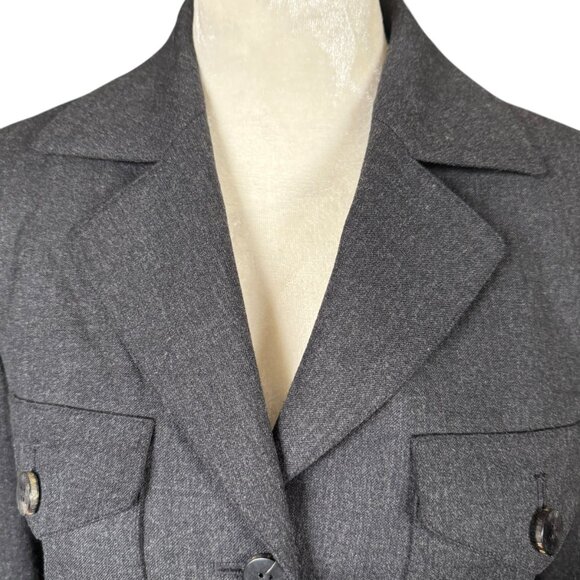 Worth Petite black collared long sleeve button down wool blazer women's size 2P - Picture 5 of 8